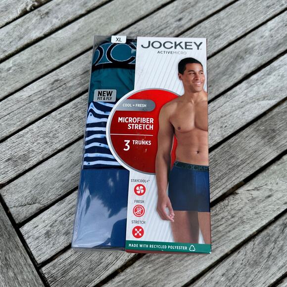 Jockey ActiveMicro Mens Size XL Stretch Underwear Trunks Set of 3 Fit & Fly New - Picture 1 of 15